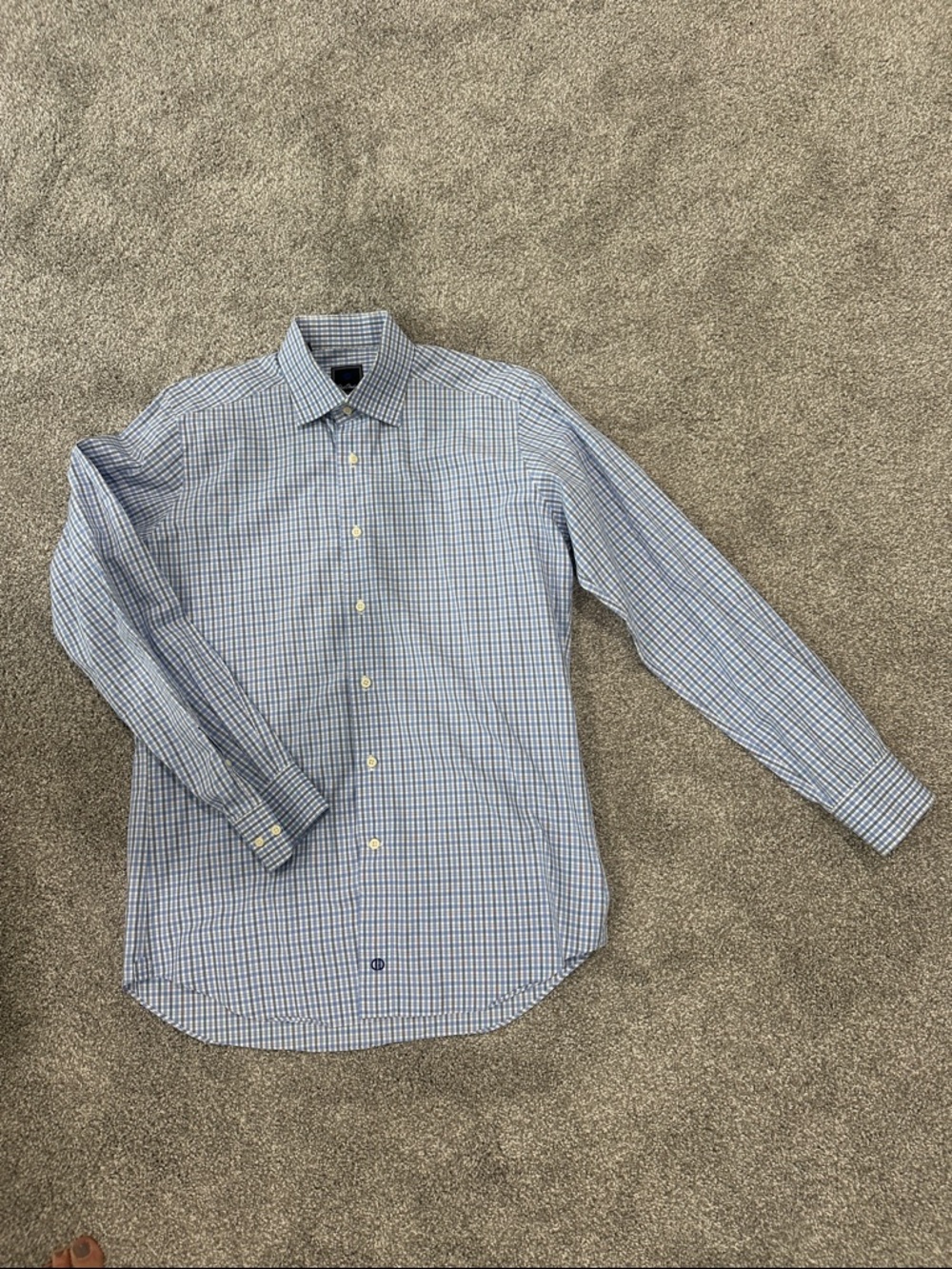 David Donahue Blue and White Check Dress Shirt never worn 16 34/35
